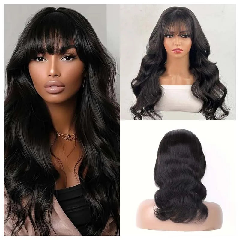Body Wave Glueless Lace Front Wigs Human Hair HD Transparent Lace Wigs Human Hair 220% Density 12 inch Human Wigs Hair for Women