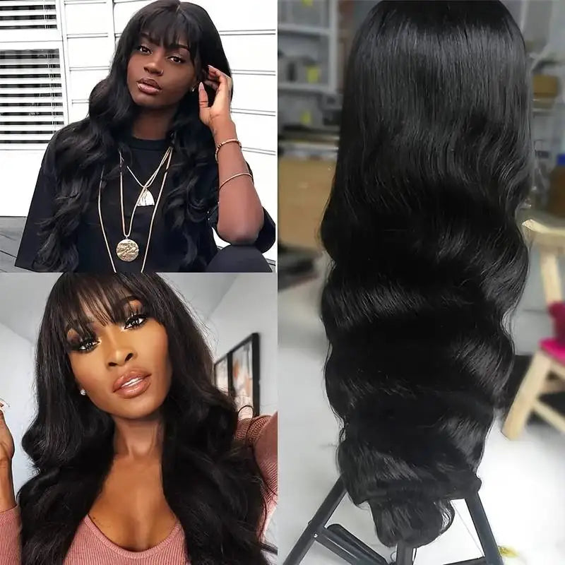 Body Wave Glueless Lace Front Wigs Human Hair HD Transparent Lace Wigs Human Hair 220% Density 12 inch Human Wigs Hair for Women