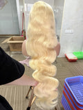 13x4 13x6 360 HD Transparent 613 Lace Frontal Wig Honey Blonde Color Brazilian Raw Body Wave Lace Front Human Hair Wig For Women