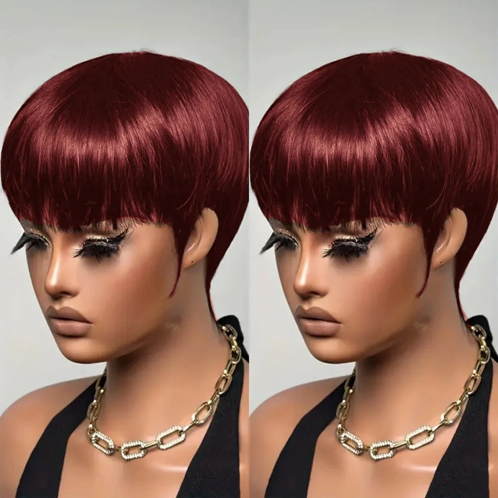 Human Hair Wig Short Straight Human Hair Wigs Pixie Cut Straight Short Bob Wigs For Women Brazilian Human Hair Machine Wig