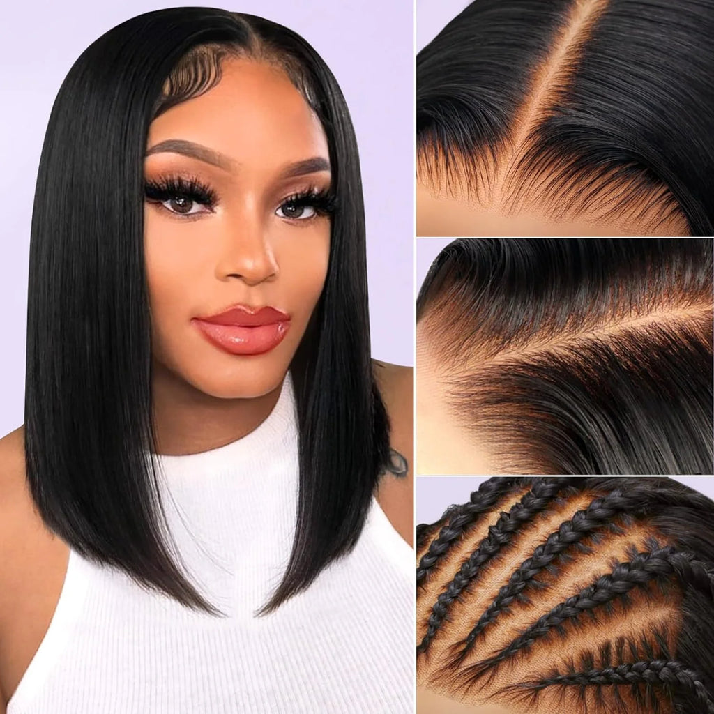 Bob Wig Human Hair 13x4 HD Lace Front Wigs 200% Density Short Straight Frontal Bob Wig For Woman Glueless Wigs Natural Hairline