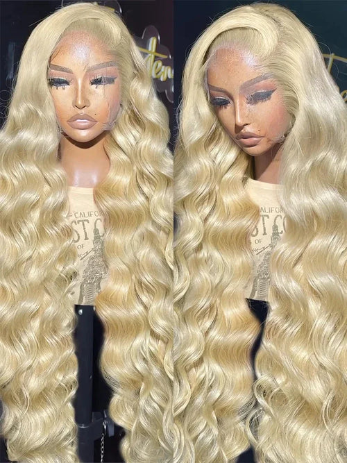 13x4 13x6 360 HD Transparent 613 Lace Frontal Wig Honey Blonde Color Brazilian Raw Body Wave Lace Front Human Hair Wig For Women