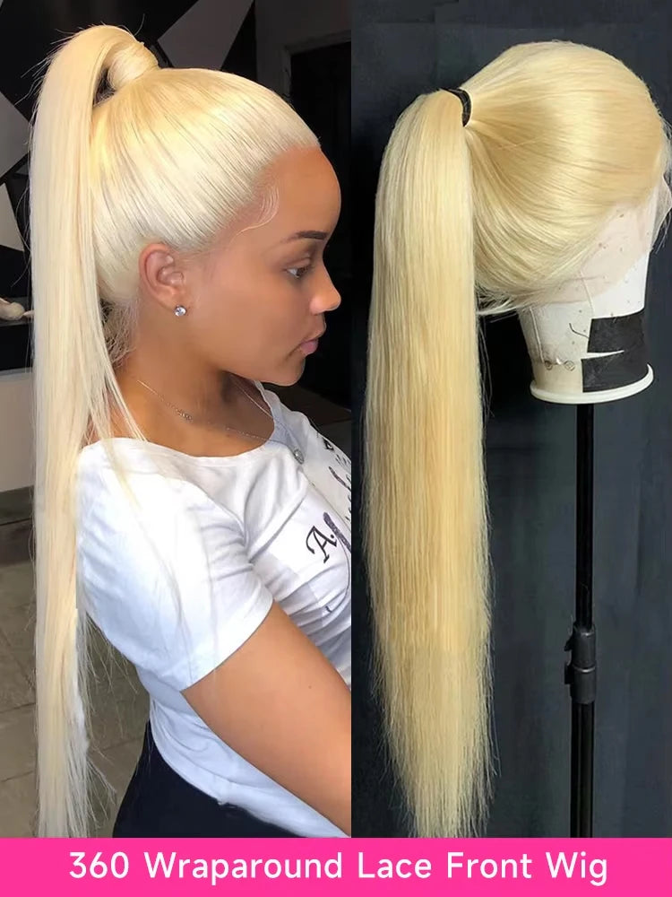 613 13x6 HD Transparent Lace Frontal Wig Honey Blonde Straight Human Hair Wigs 40Inch 250% Brazilian Lace Front Human Hair Wig